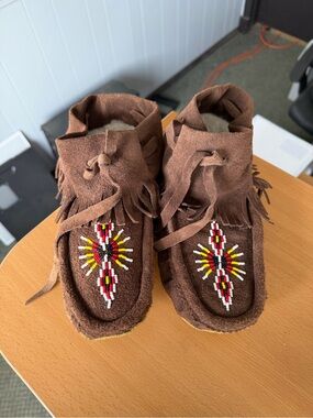 Handmade Beaded Fringe Moccasins